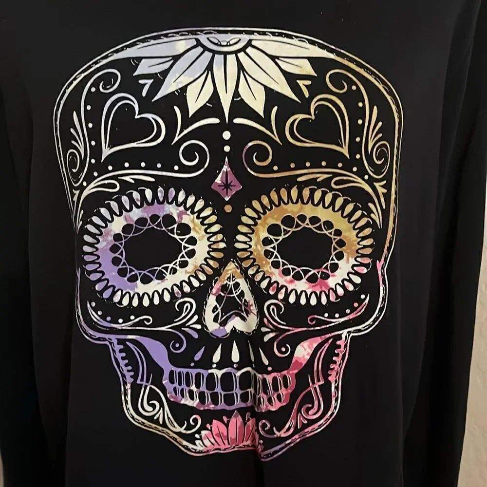 Torrid Black Skull Design Graphic Sleep Pullover Shirt Casual Cozy Comfy - Picture 4 of 10